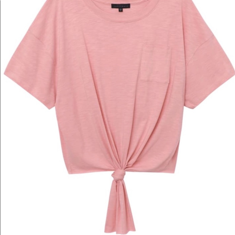 Tie front over-sized pocket tee